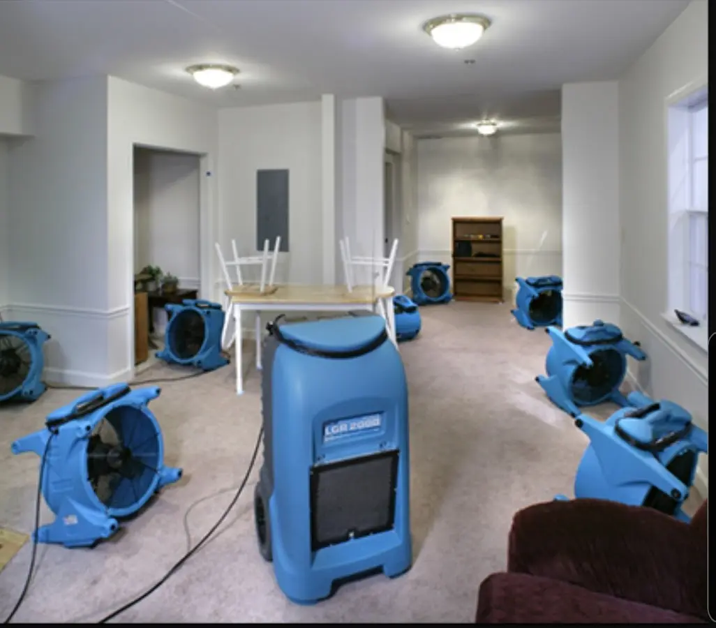 Air movers and dehumidifier setup for Water Damage Restoration in Putnam Valley